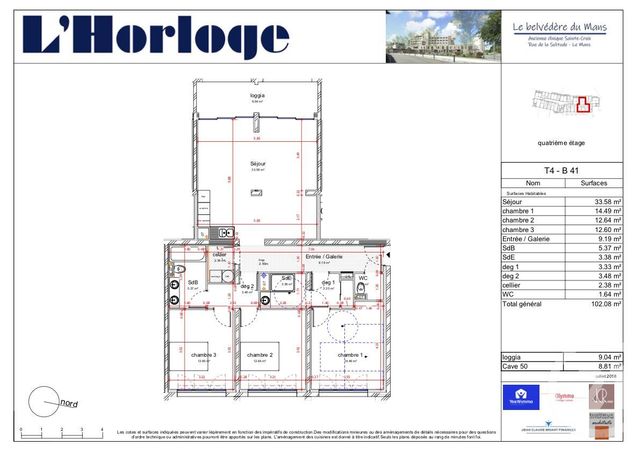 Appartement T4 à vendre - 4 pièces - 101,95 m2 - Le Mans - 72 - PAYS-DE-LOIRE