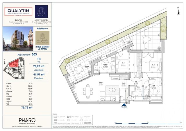 Appartement F3 à vendre - 3 pièces - 66,15 m2 - Le Mans - 72 - PAYS-DE-LOIRE
