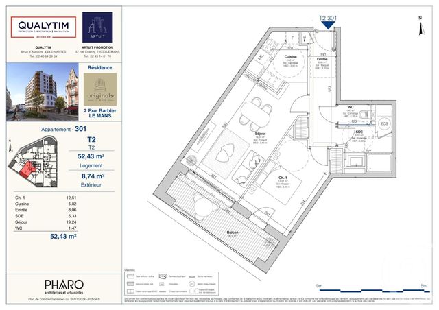 Appartement F2 à vendre - 2 pièces - 52,43 m2 - Le Mans - 72 - PAYS-DE-LOIRE