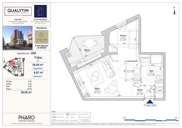 Appartement F1 à vendre - 1 pièce - 38,58 m2 - Le Mans - 72 - PAYS-DE-LOIRE