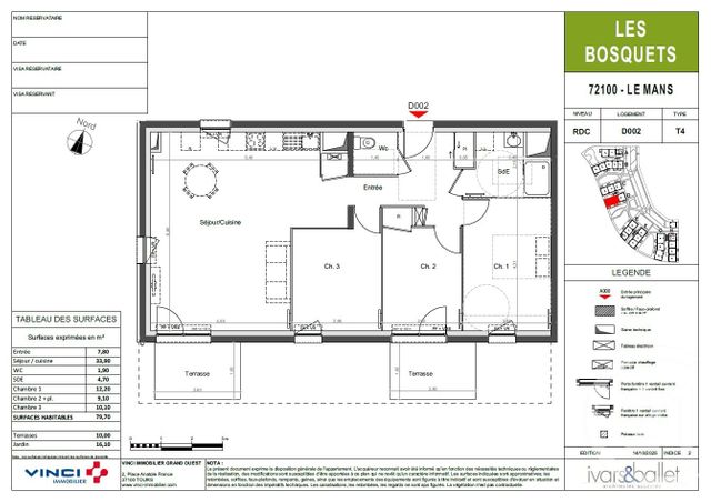 Appartement T4 &agrave; vendre - 4 pi&egrave;ces - 79,70 m2 - Le Mans - 72 - PAYS-DE-LOIRE