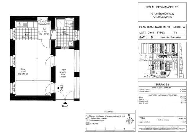 Appartement F1 &agrave; louer - 1 pi&egrave;ce - 31,39 m2 - Le Mans - 72 - PAYS-DE-LOIRE